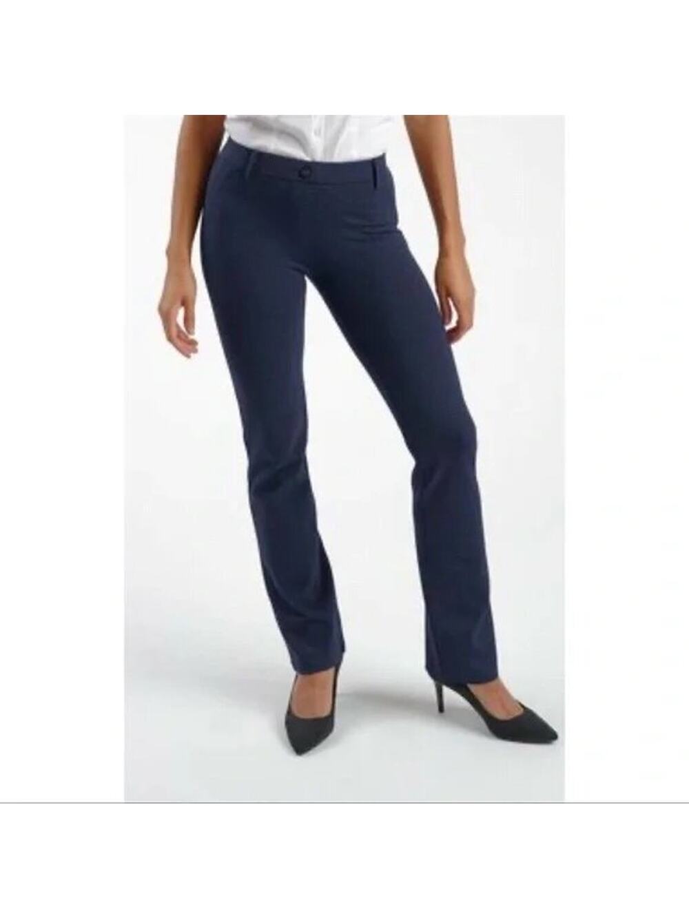 Betabrand Dress Pant Yoga Pant Straight Leg Navy W0076-SF Size Medium